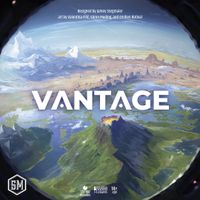Vantage box art, an explorer overlooking a vast alien planet